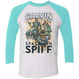 T-Shirts Heather White/Tahiti Blue / X-Small Spaceman Spiff Men's Triblend 3/4 Sleeve