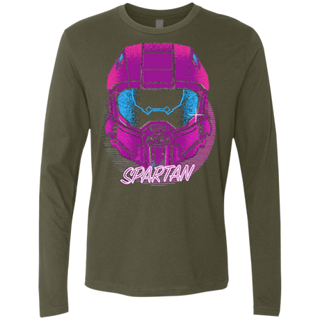 T-Shirts Military Green / Small Spartan Helmet 80's Men's Premium Long Sleeve