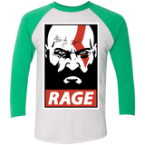 T-Shirts Heather White/Envy / X-Small Spartan Rage Men's Triblend 3/4 Sleeve