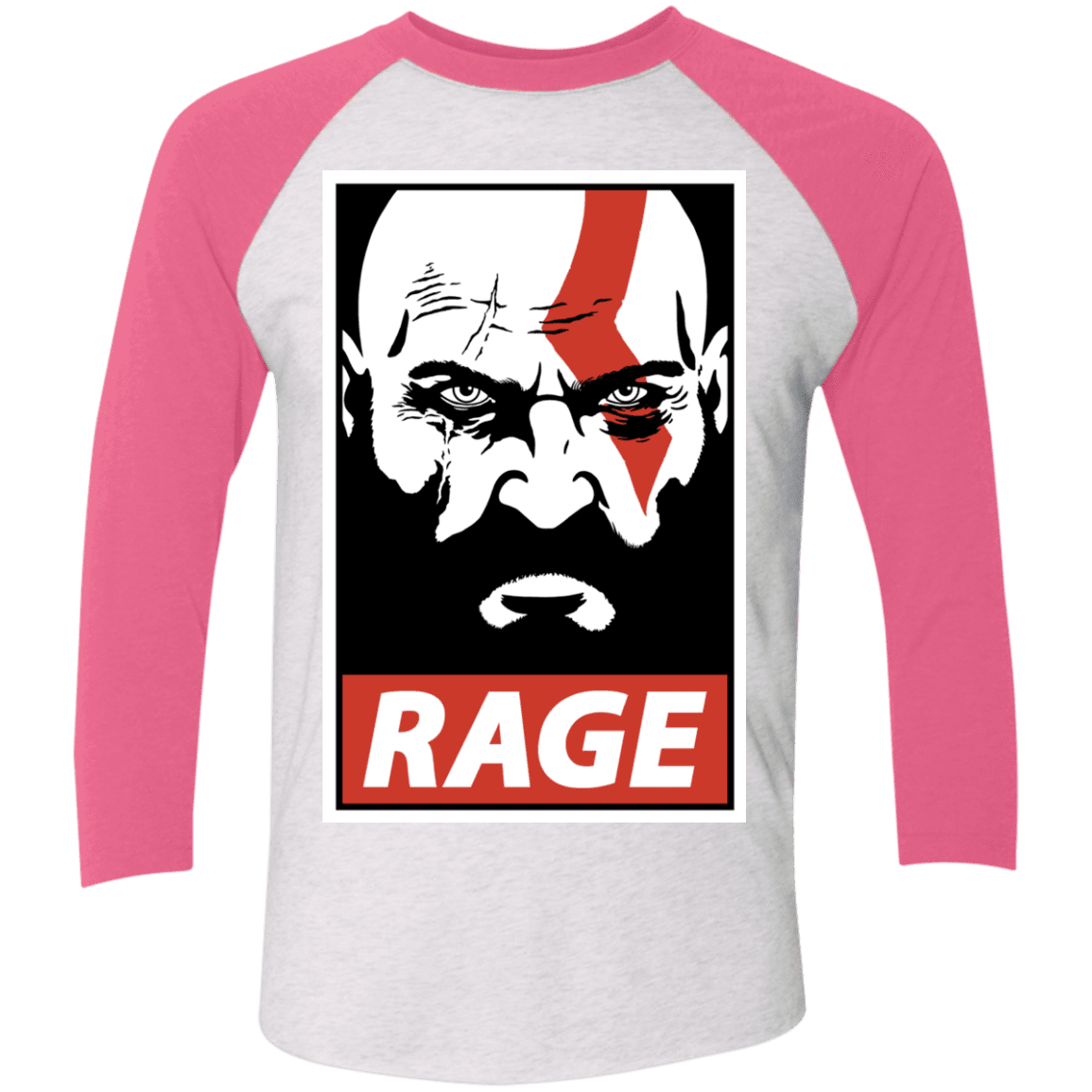 T-Shirts Heather White/Vintage Pink / X-Small Spartan Rage Men's Triblend 3/4 Sleeve