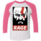 T-Shirts Heather White/Vintage Pink / X-Small Spartan Rage Men's Triblend 3/4 Sleeve