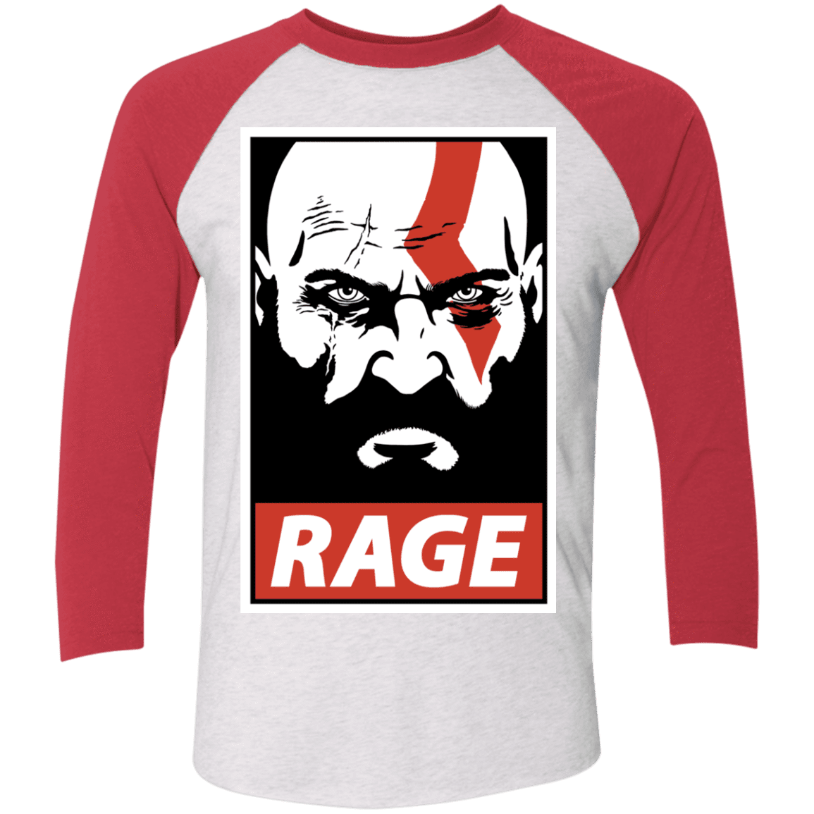 T-Shirts Heather White/Vintage Red / X-Small Spartan Rage Men's Triblend 3/4 Sleeve