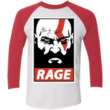 T-Shirts Heather White/Vintage Red / X-Small Spartan Rage Men's Triblend 3/4 Sleeve