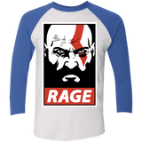 T-Shirts Heather White/Vintage Royal / X-Small Spartan Rage Men's Triblend 3/4 Sleeve