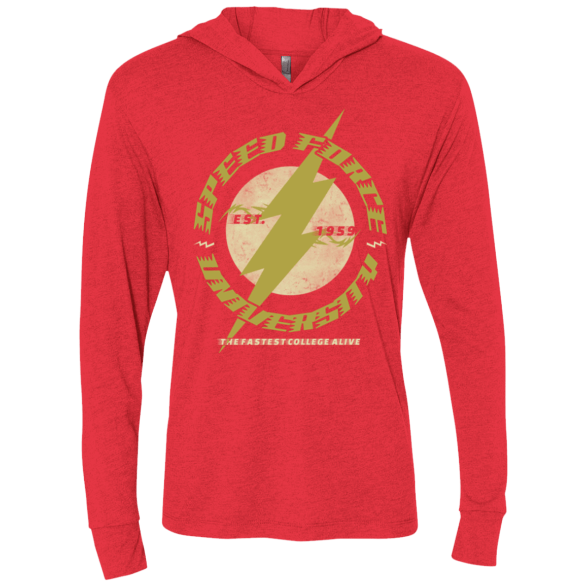 T-Shirts Vintage Red / X-Small Speed Force University Triblend Long Sleeve Hoodie Tee