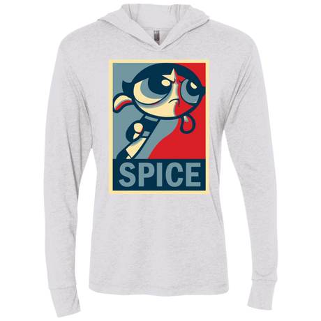 T-Shirts Heather White / X-Small Spice Powerpuff Triblend Long Sleeve Hoodie Tee