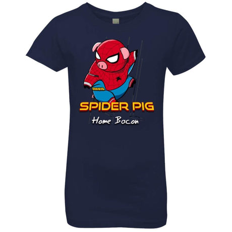 T-Shirts Midnight Navy / YXS Spider Pig Build Line Girls Premium T-Shirt