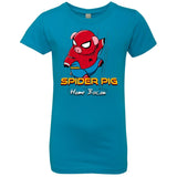 T-Shirts Turquoise / YXS Spider Pig Build Line Girls Premium T-Shirt