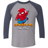 T-Shirts Premium Heather/ Vintage Navy / X-Small Spider Pig Build Line Men's Triblend 3/4 Sleeve
