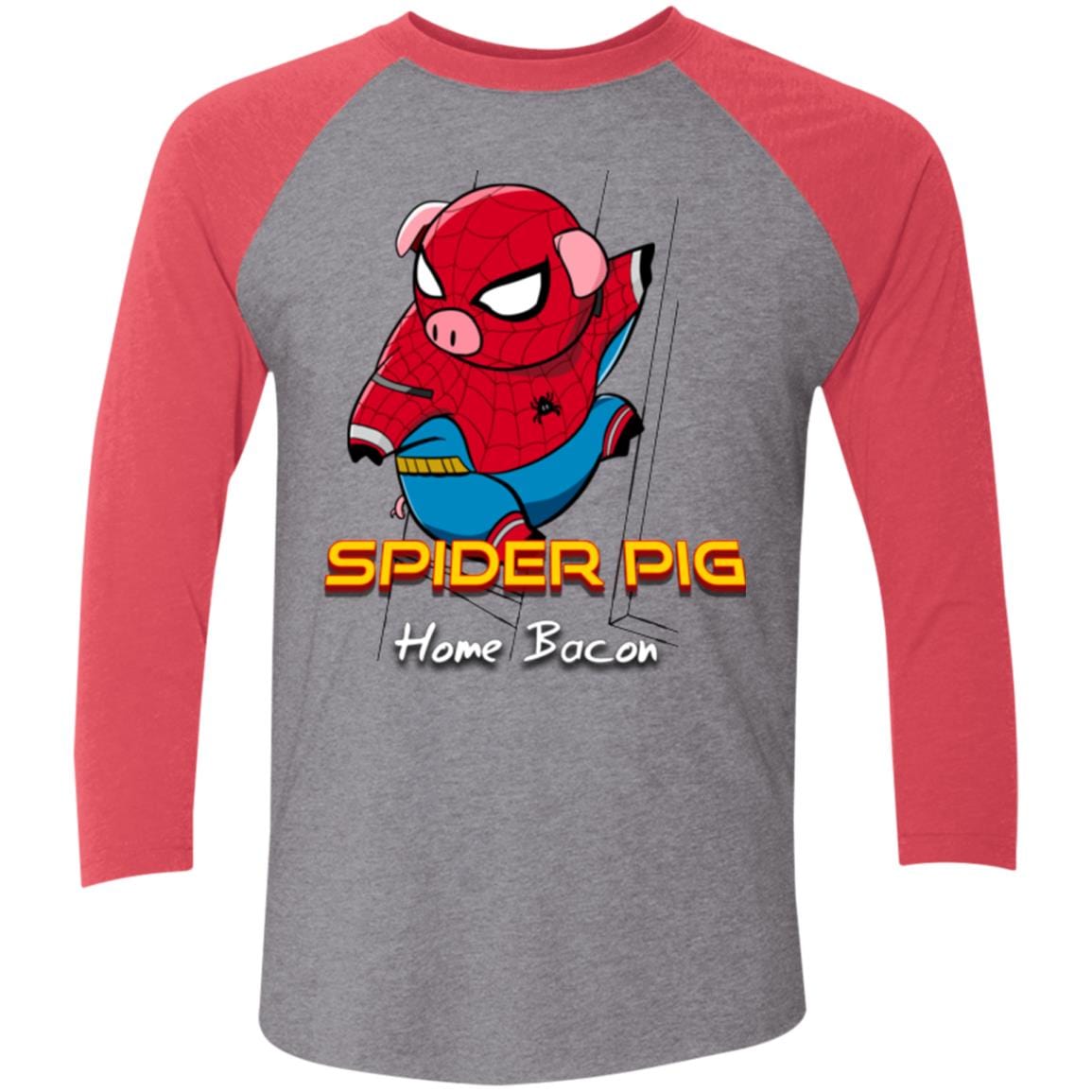 T-Shirts Premium Heather/ Vintage Red / X-Small Spider Pig Build Line Men's Triblend 3/4 Sleeve