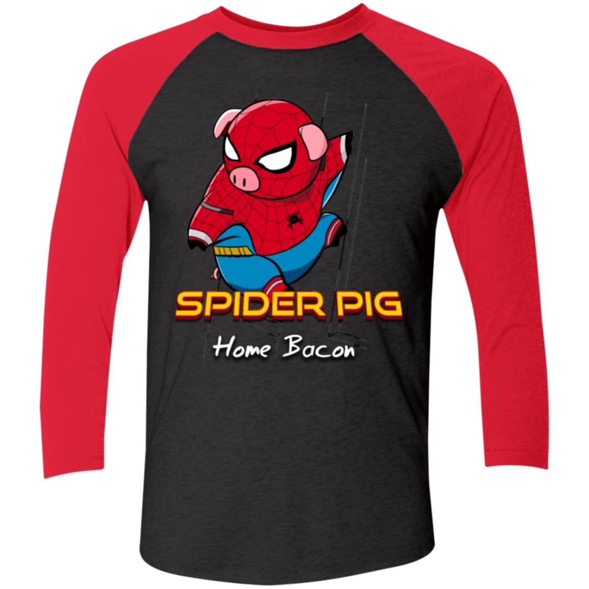 T-Shirts Vintage Black/Vintage Red / X-Small Spider Pig Build Line Men's Triblend 3/4 Sleeve