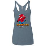 T-Shirts Indigo / X-Small Spider Pig Build Line Women's Triblend Racerback Tank