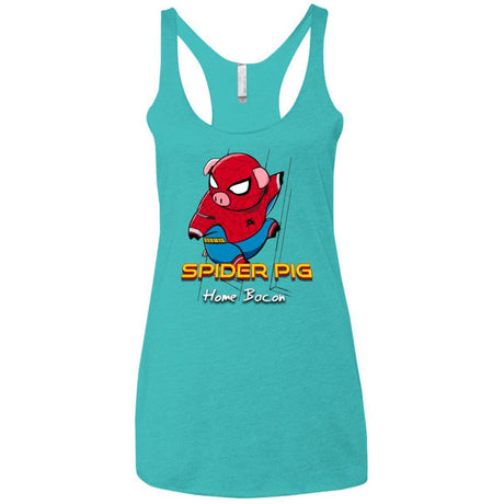 T-Shirts Tahiti Blue / X-Small Spider Pig Build Line Women's Triblend Racerback Tank