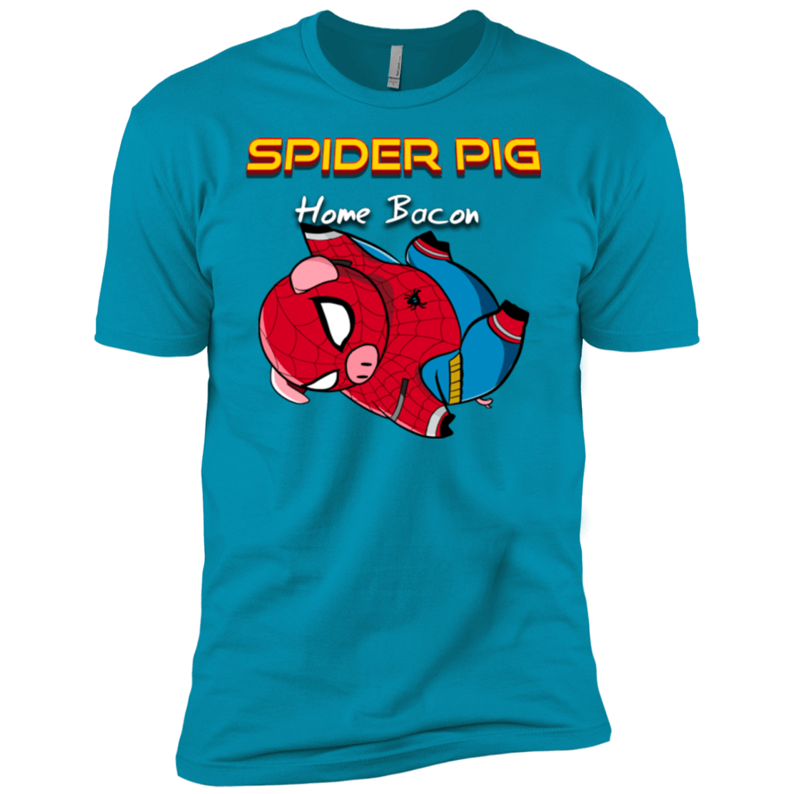 T-Shirts Turquoise / YXS Spider Pig Hanging Boys Premium T-Shirt