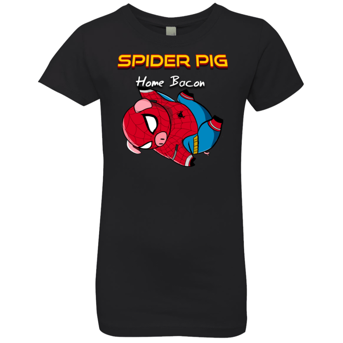 T-Shirts Black / YXS Spider Pig Hanging Girls Premium T-Shirt