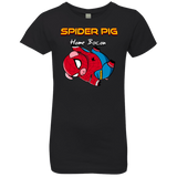 T-Shirts Black / YXS Spider Pig Hanging Girls Premium T-Shirt