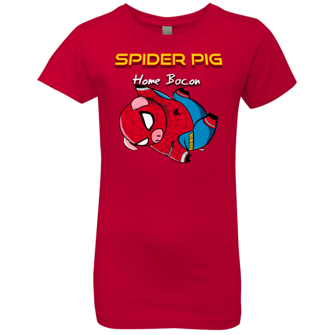 T-Shirts Red / YXS Spider Pig Hanging Girls Premium T-Shirt