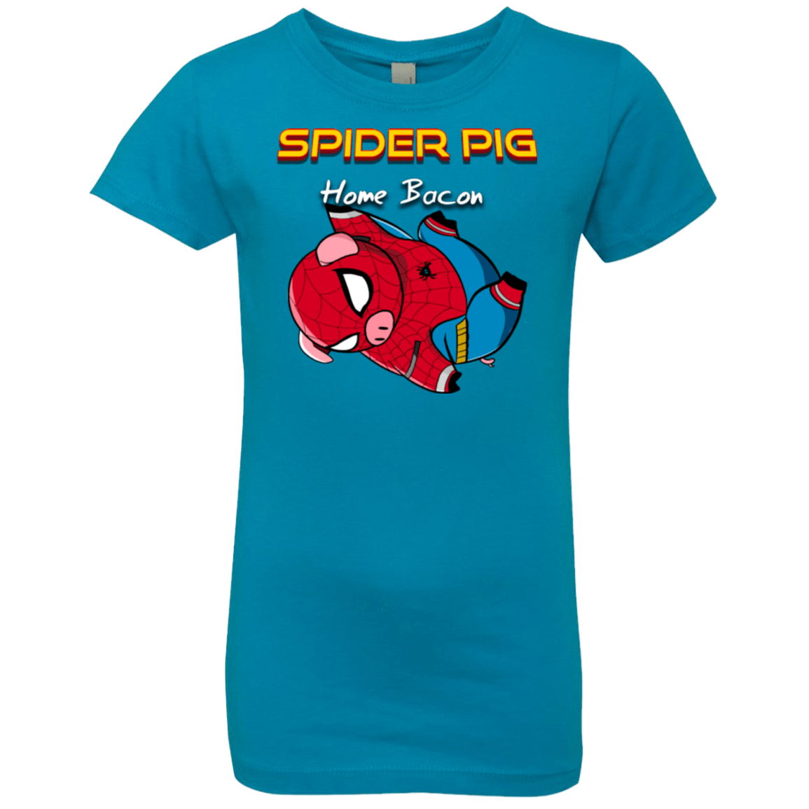 T-Shirts Turquoise / YXS Spider Pig Hanging Girls Premium T-Shirt