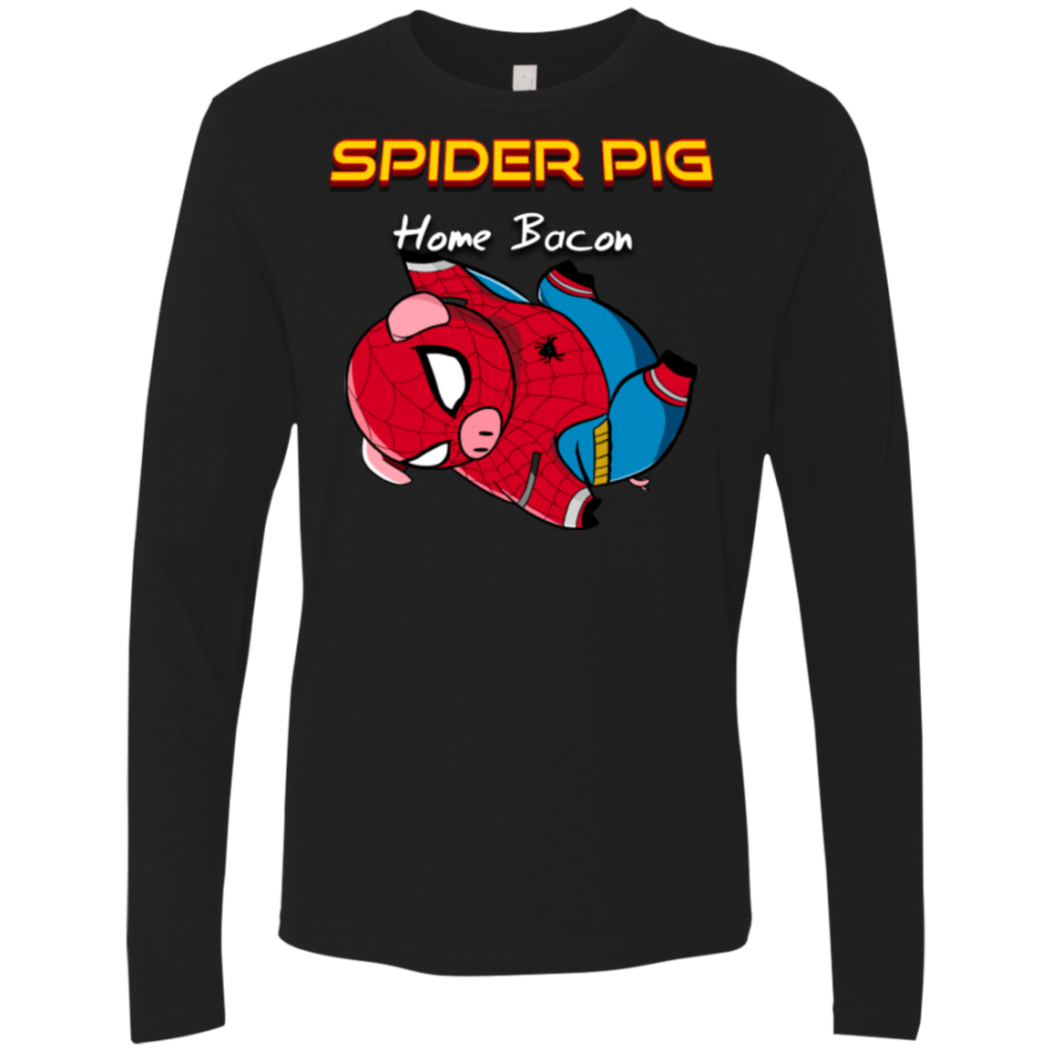 T-Shirts Black / Small Spider Pig Hanging Men's Premium Long Sleeve
