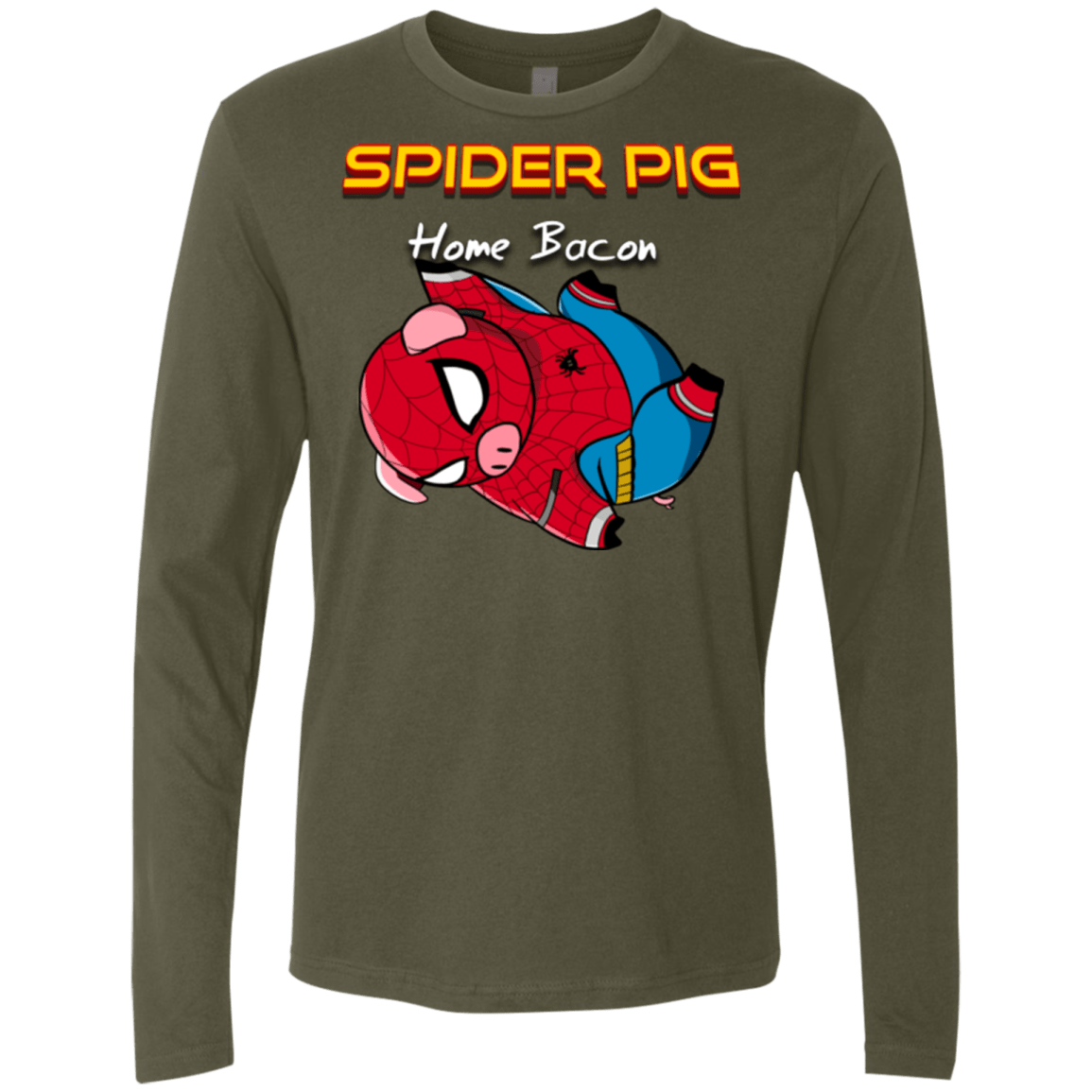 T-Shirts Military Green / Small Spider Pig Hanging Men's Premium Long Sleeve