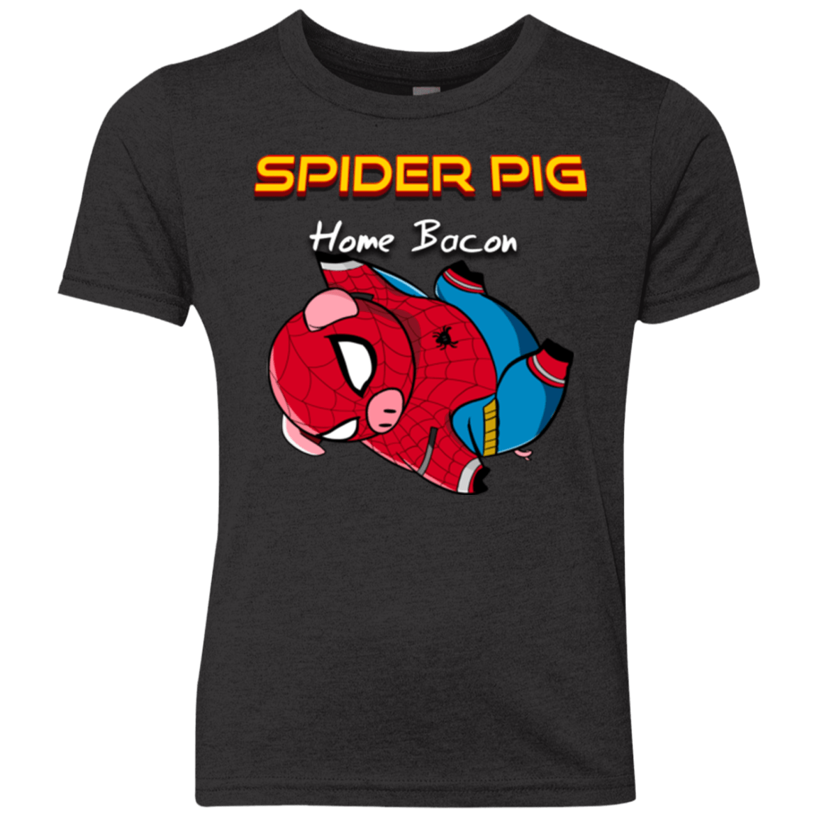 T-Shirts Vintage Black / YXS Spider Pig Hanging Youth Triblend T-Shirt