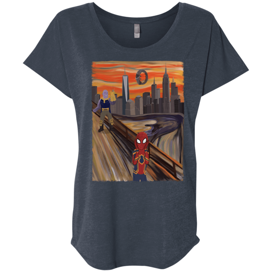 T-Shirts Vintage Navy / X-Small Spider Scream Triblend Dolman Sleeve