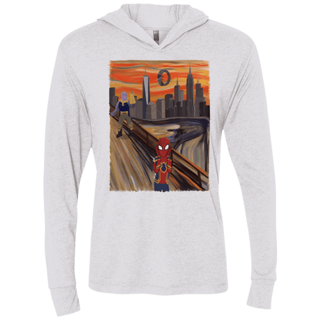 T-Shirts Heather White / X-Small Spider Scream Triblend Long Sleeve Hoodie Tee