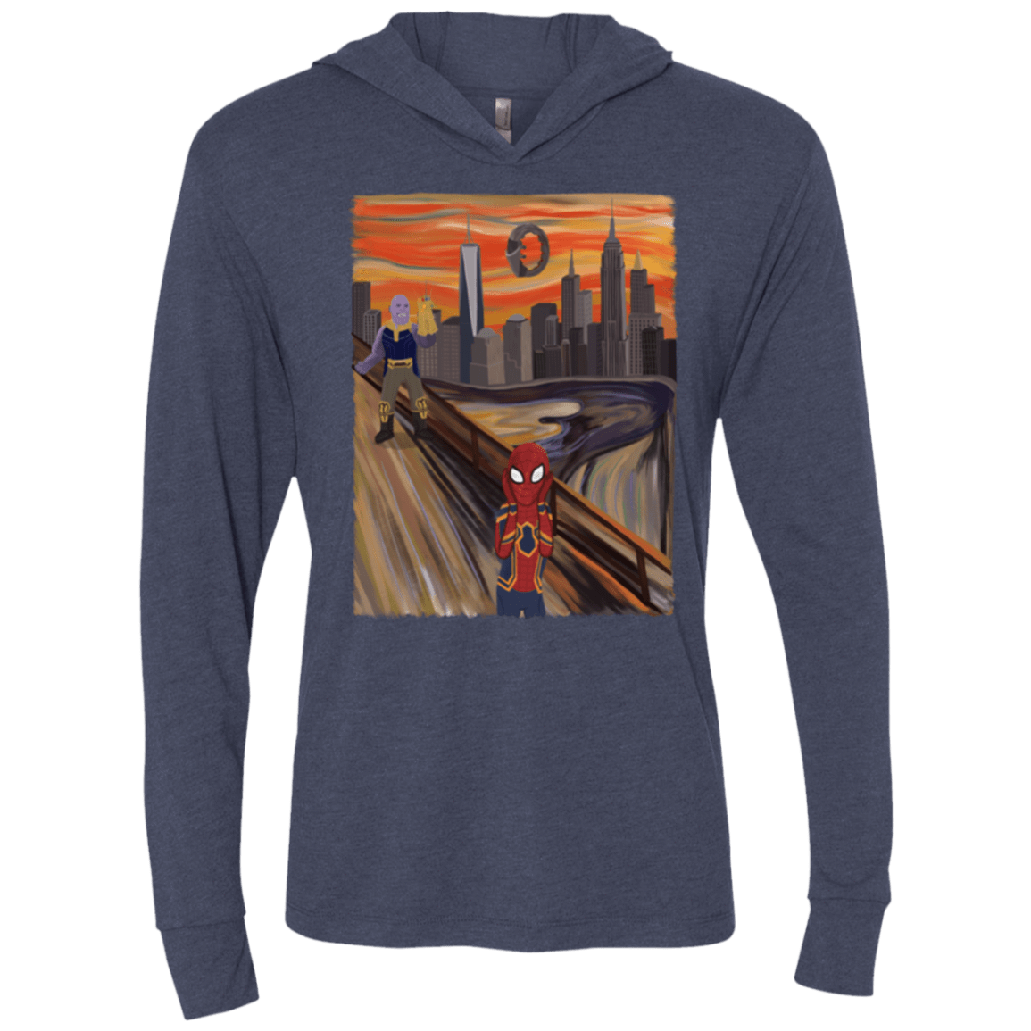 T-Shirts Vintage Navy / X-Small Spider Scream Triblend Long Sleeve Hoodie Tee