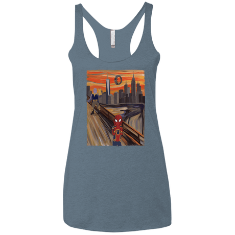 T-Shirts Indigo / X-Small Spider Scream Women's Triblend Racerback Tank