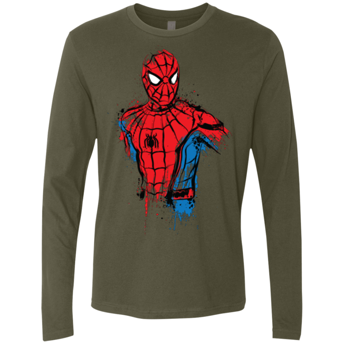 T-Shirts Military Green / S Spiderman- Friendly Neighborhood Men's Premium Long Sleeve