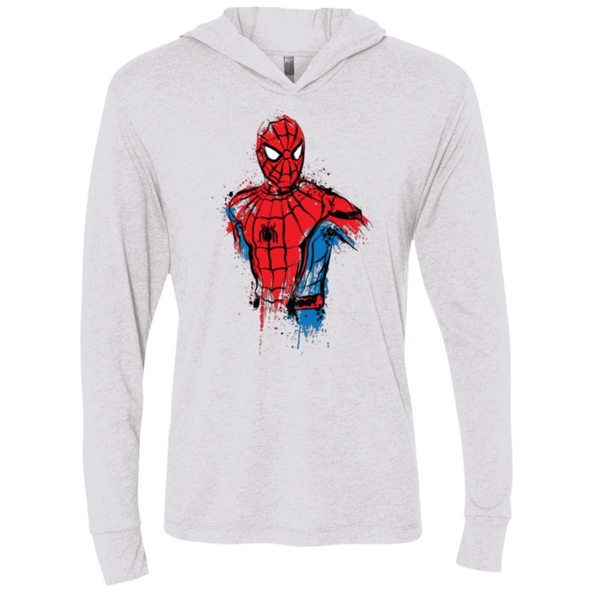 T-Shirts Heather White / X-Small Spiderman- Friendly Neighborhood Triblend Long Sleeve Hoodie Tee