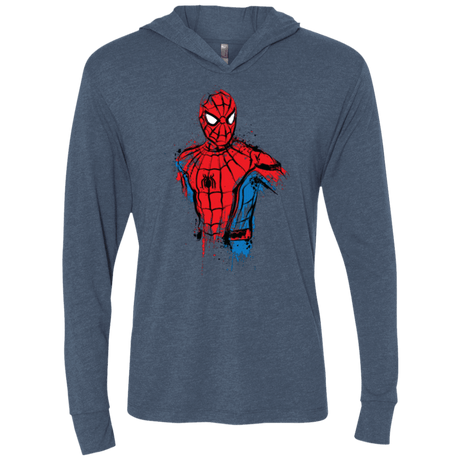 T-Shirts Indigo / X-Small Spiderman- Friendly Neighborhood Triblend Long Sleeve Hoodie Tee