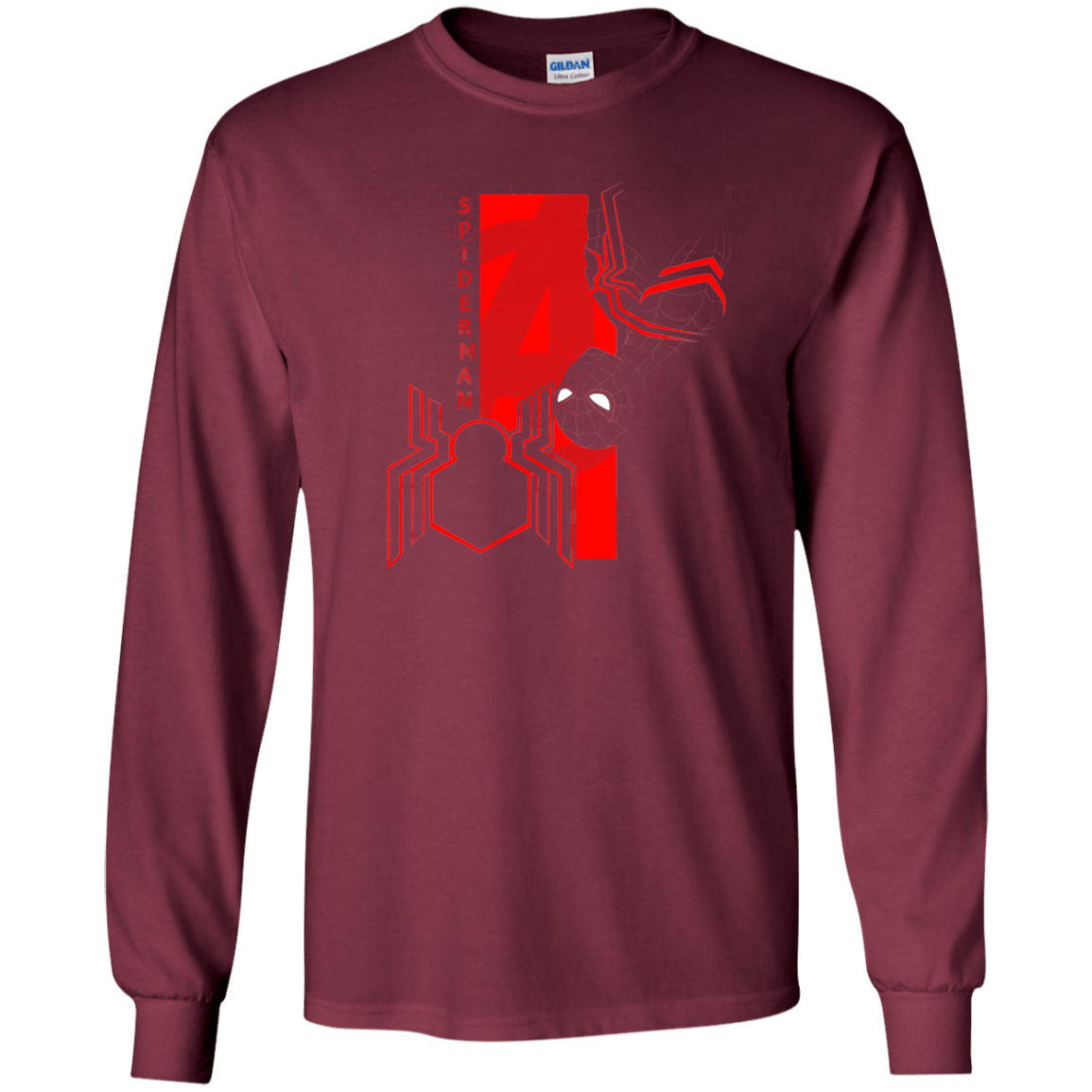 T-Shirts Maroon / YS Spiderman Profile Youth Long Sleeve T-Shirt