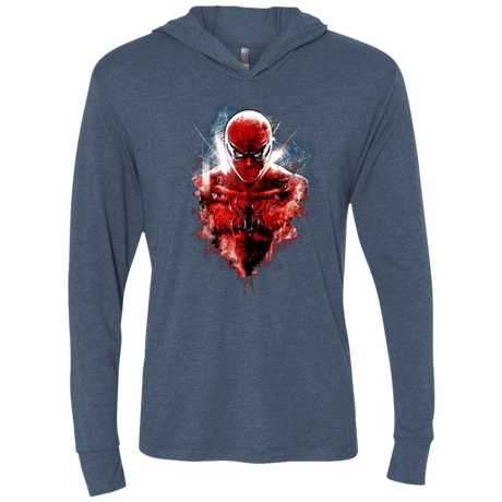 T-Shirts Indigo / X-Small Spiderman Triblend Long Sleeve Hoodie Tee