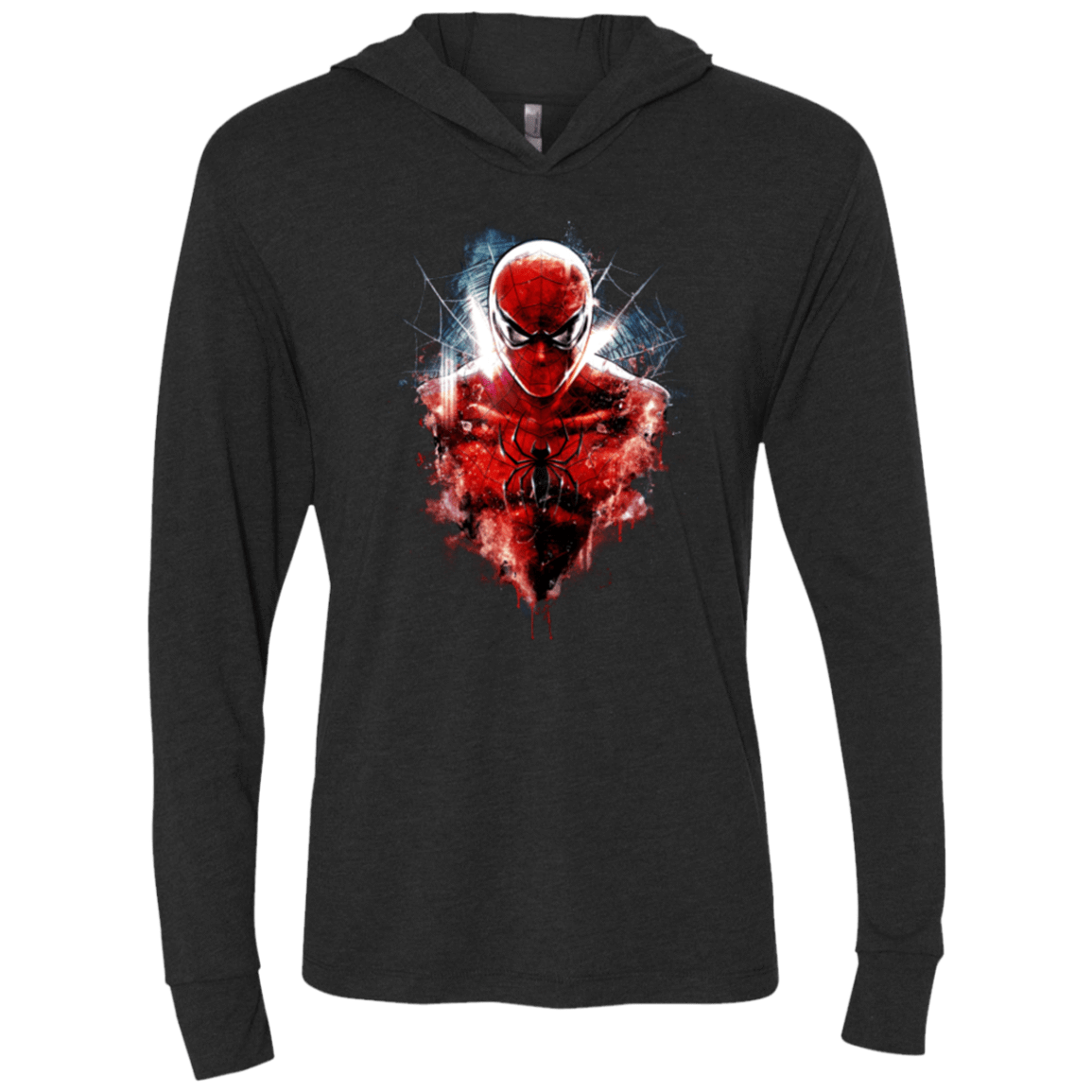 T-Shirts Vintage Black / X-Small Spiderman Triblend Long Sleeve Hoodie Tee