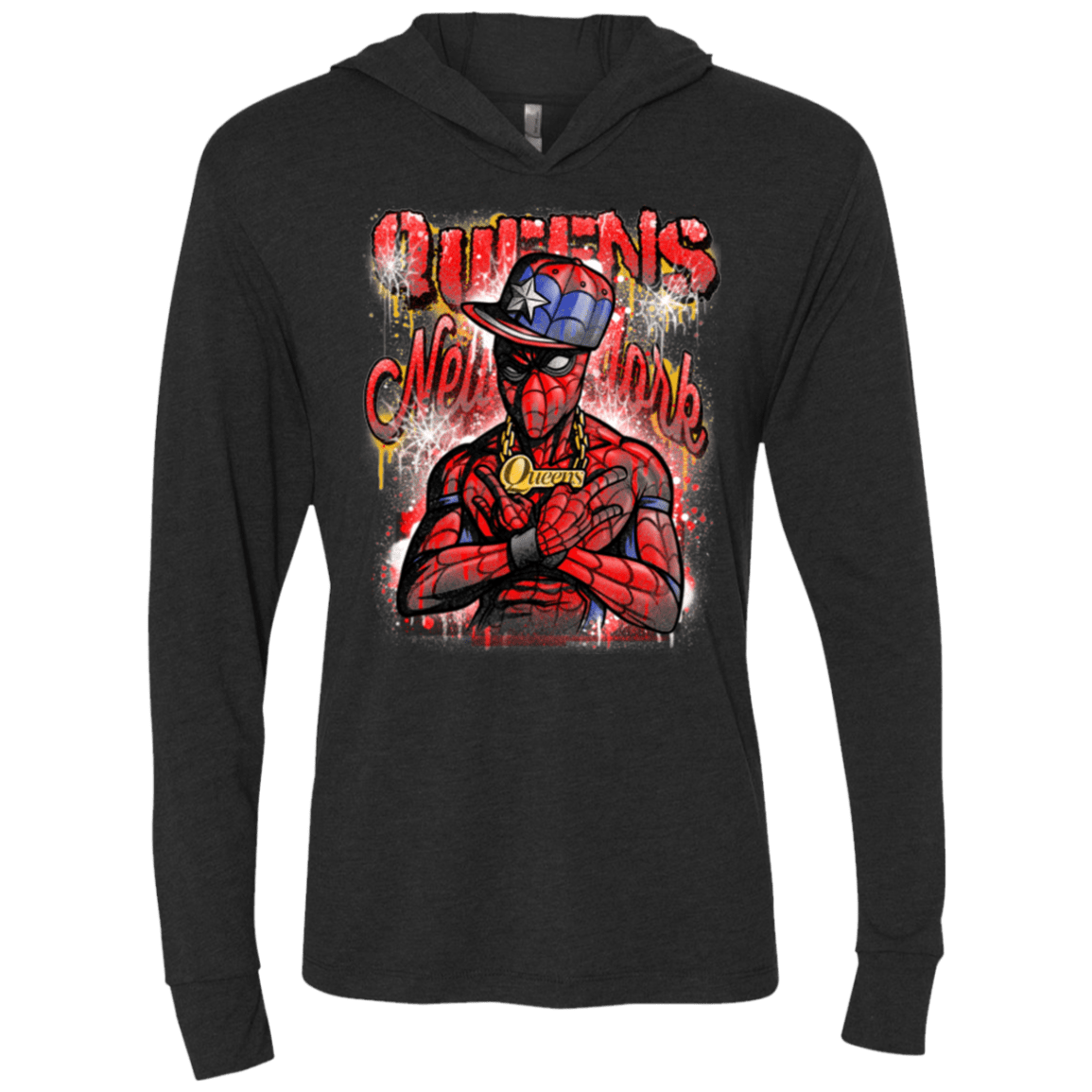 T-Shirts Vintage Black / X-Small Spidey Queens Triblend Long Sleeve Hoodie Tee