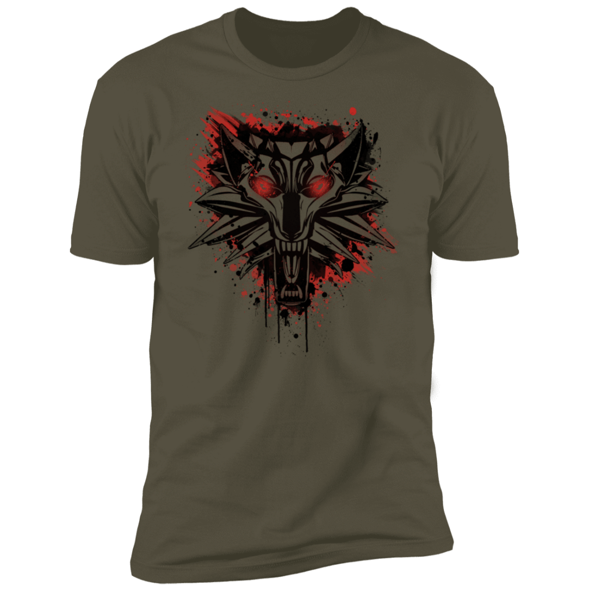 T-Shirts Military Green / S Splatter White Wolf Men's Premium T-Shirt