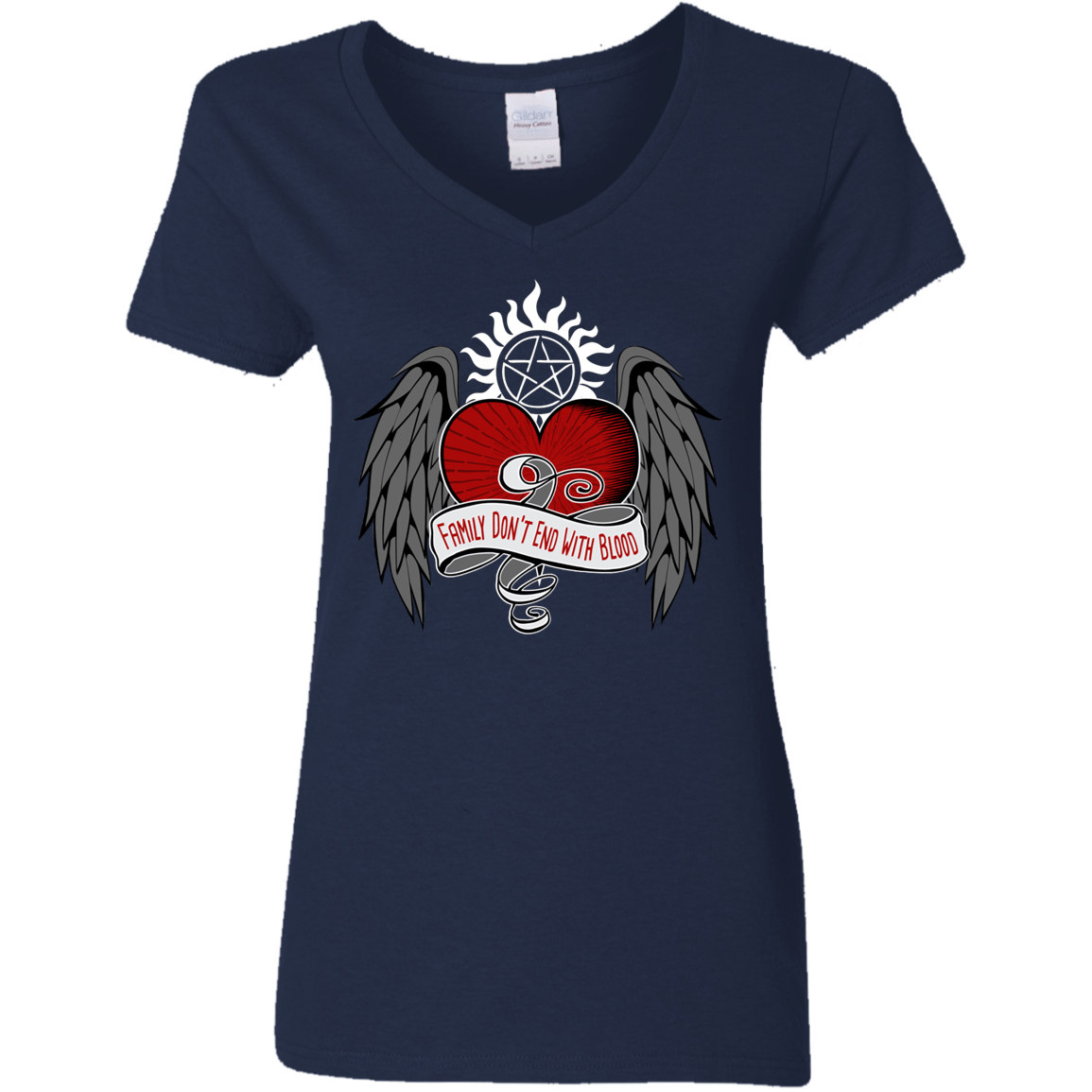 T-Shirts Navy / S SPN Tattoo Women's V-Neck T-Shirt