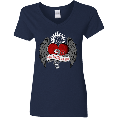 T-Shirts Navy / S SPN Tattoo Women's V-Neck T-Shirt