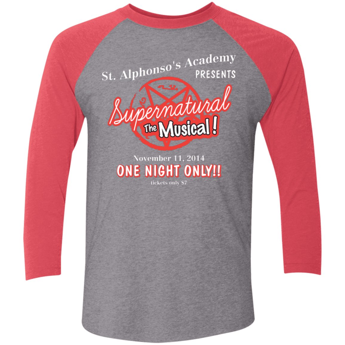 T-Shirts Premium Heather/Vintage Red / X-Small SPN The Musical Men's Triblend 3/4 Sleeve