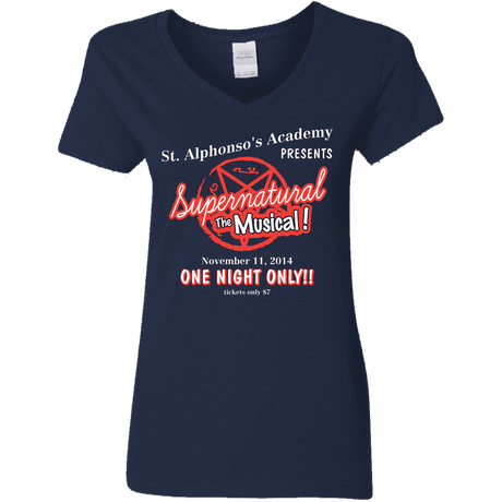 T-Shirts Navy / S SPN The Musical Women's V-Neck T-Shirt