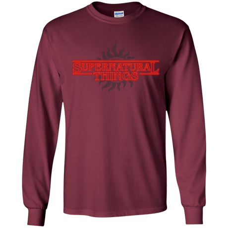 T-Shirts Maroon / YS SPN Things Youth Long Sleeve T-Shirt