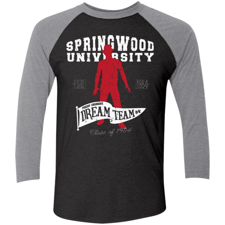 T-Shirts Vintage Black/Premium Heather / X-Small Springwood University Men's Triblend 3/4 Sleeve