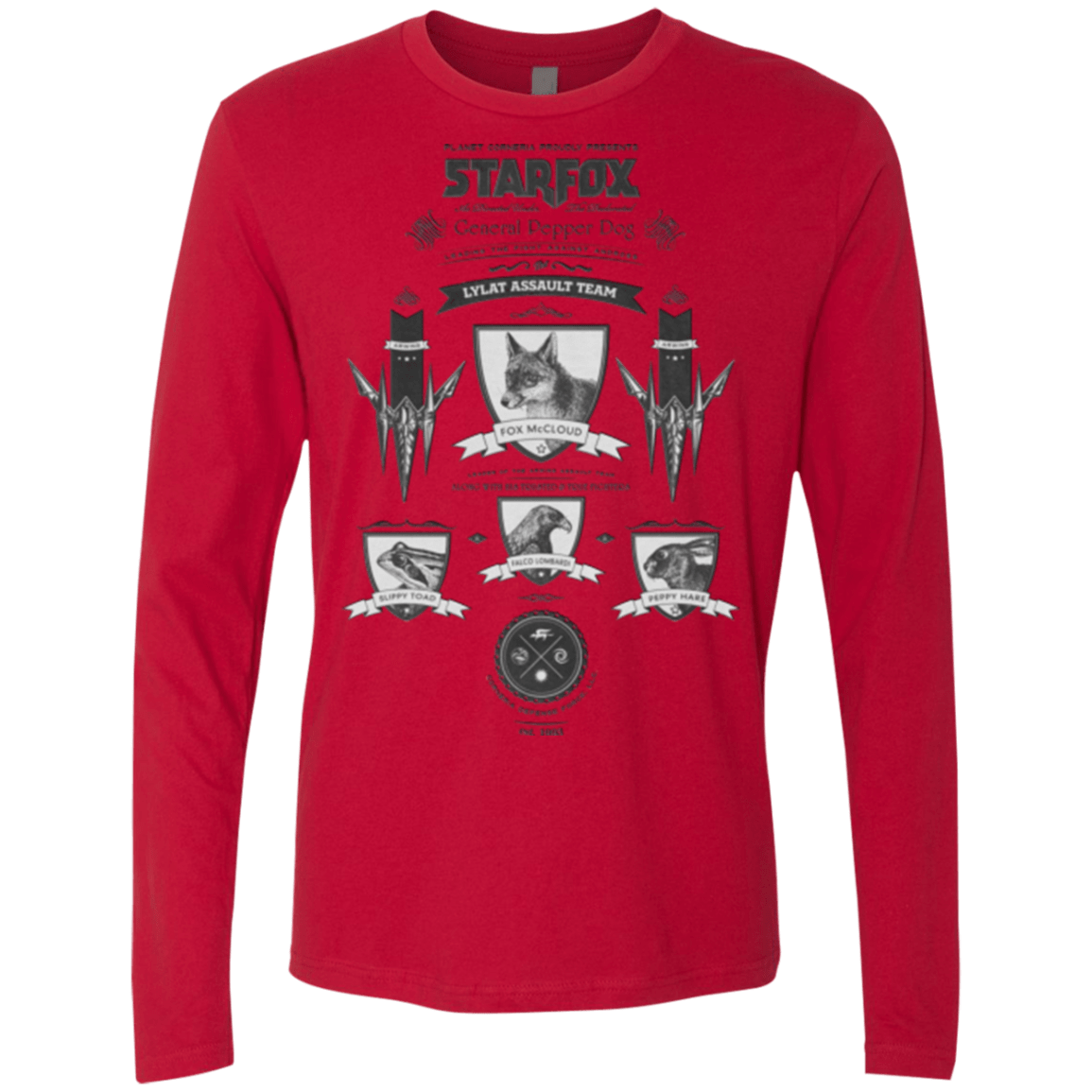 T-Shirts Red / Small Star Fox Vintage Men's Premium Long Sleeve