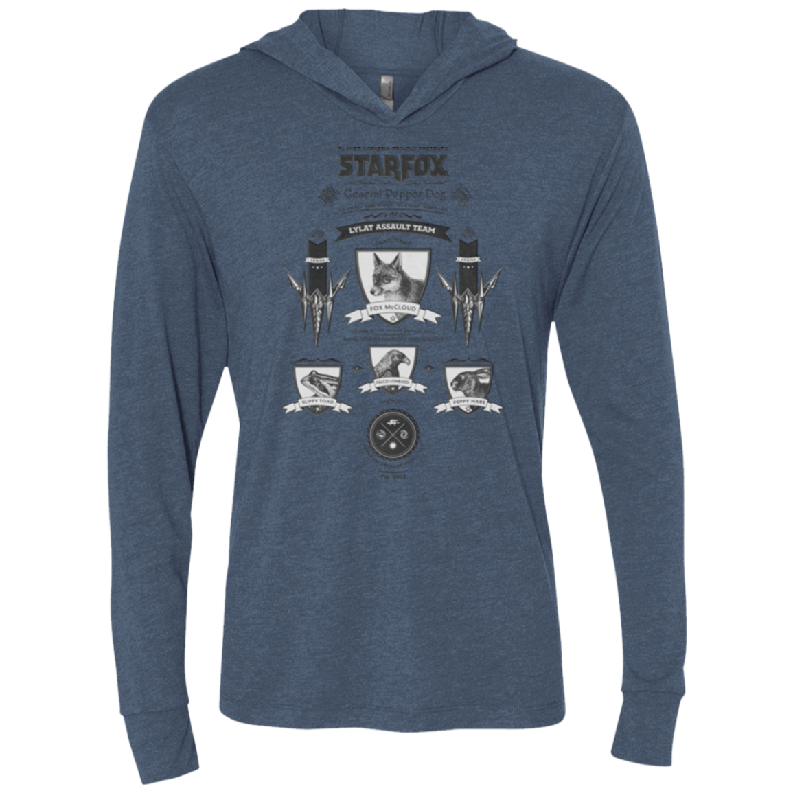 T-Shirts Indigo / X-Small Star Fox Vintage Triblend Long Sleeve Hoodie Tee