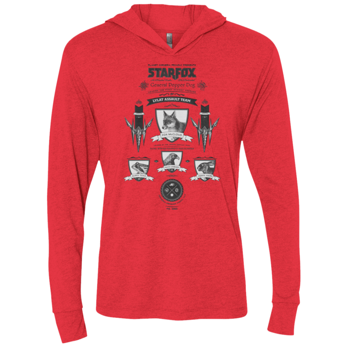 T-Shirts Vintage Red / X-Small Star Fox Vintage Triblend Long Sleeve Hoodie Tee