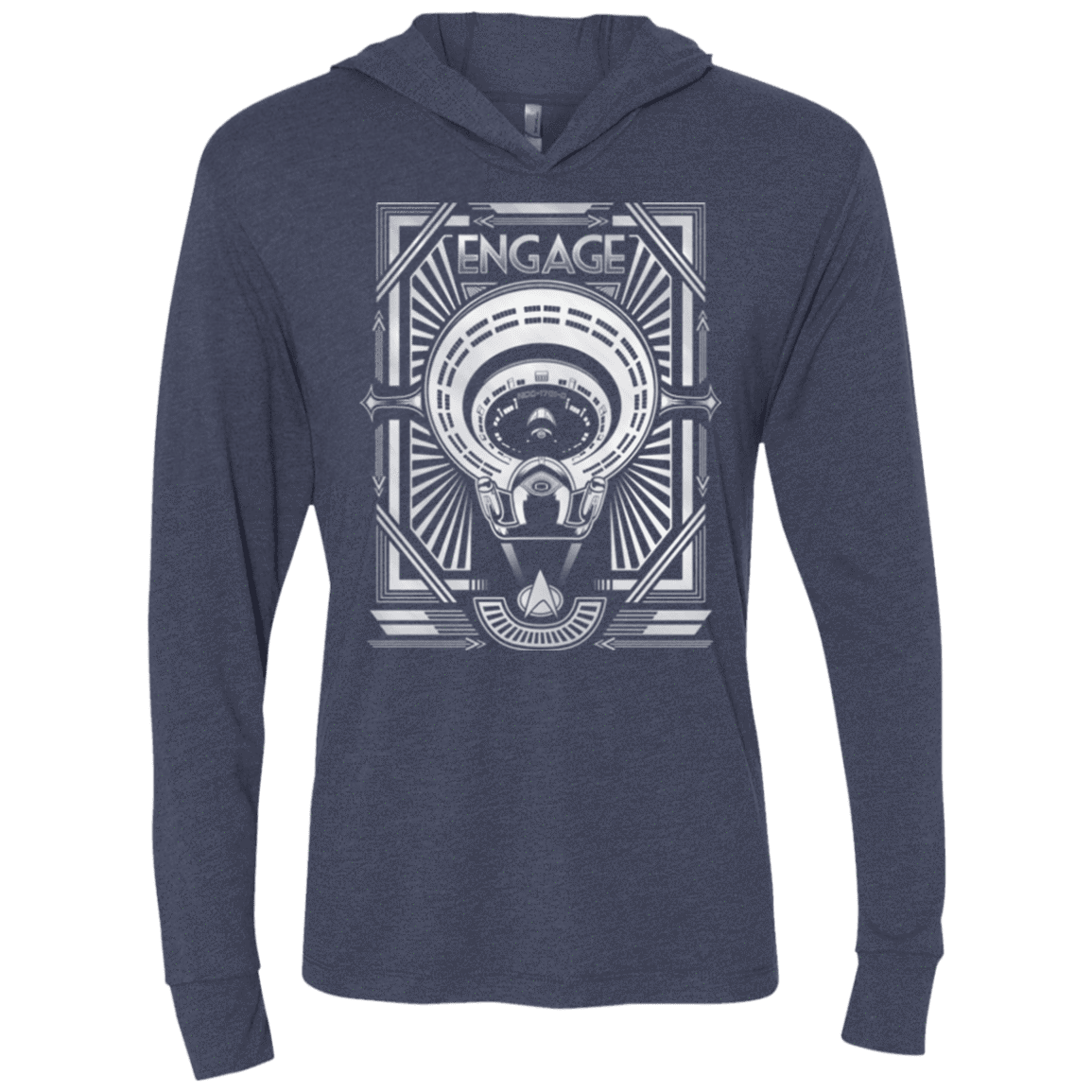 T-Shirts Vintage Navy / X-Small Star Trek Engage Triblend Long Sleeve Hoodie Tee