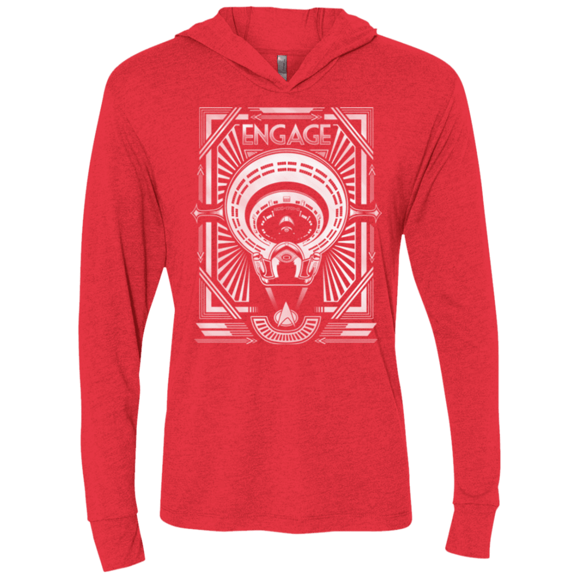 T-Shirts Vintage Red / X-Small Star Trek Engage Triblend Long Sleeve Hoodie Tee