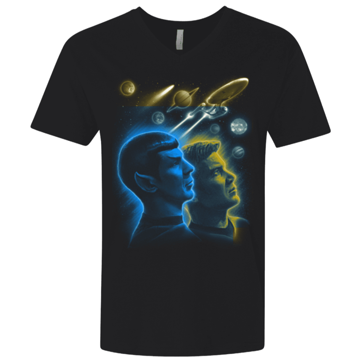 T-Shirts Black / X-Small Star Trek Kirk Spock Men's Premium V-Neck