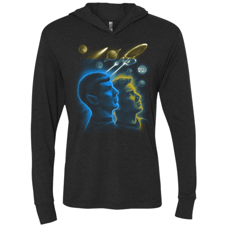 T-Shirts Vintage Black / X-Small Star Trek Kirk Spock Triblend Long Sleeve Hoodie Tee